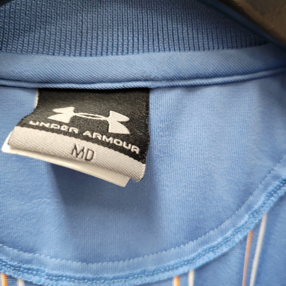 Under Armour Embroidered Logo Striped Polo Shirt Size Medium Excellent Condition - Picture 9 of 10